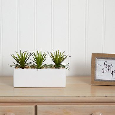 nearly natural Mini Agave Artificial Plant in Rectangular Ceramic