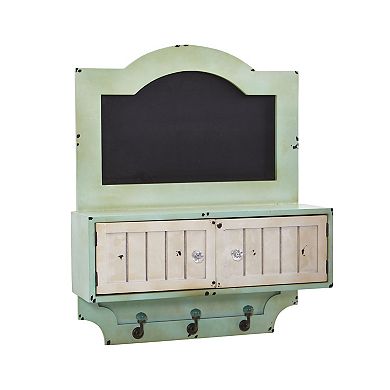 nearly natural 21.5-in. Vintage Chalkboard Wall Organizer with Doors & Hooks