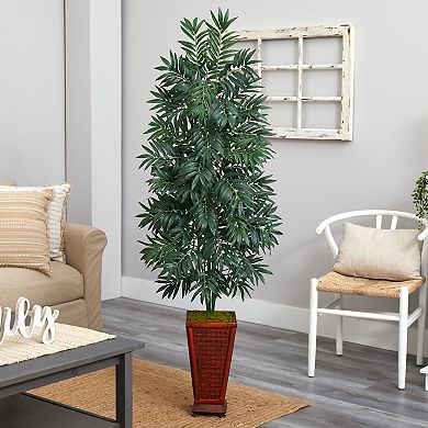 nearly natural 5.5-ft. Bamboo Palm Artificial Plant in Decorative Planter