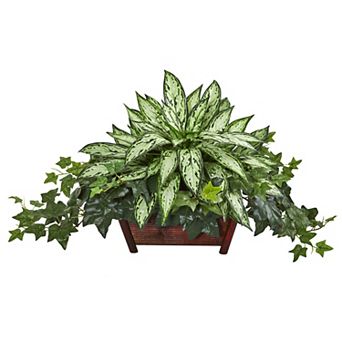 nearly natural Silver Queen & Ivy Artificial Plant in Decorative Planter
