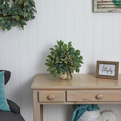 nearly natural Mixed Ficus, Fittonia & Berries Artificial Plant in Floral Vase
