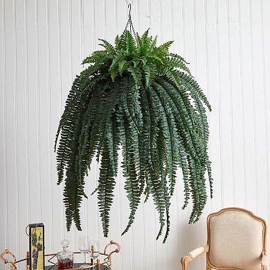 nearly natural 50-in. Giant Boston Fern Artificial Plant in Hanging Cone