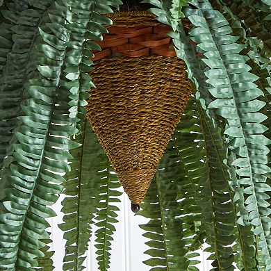 nearly natural 50-in. Giant Boston Fern Artificial Plant in Hanging Cone