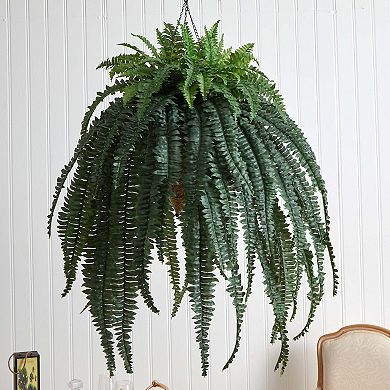 nearly natural 50-in. Giant Boston Fern Artificial Plant in Hanging Cone