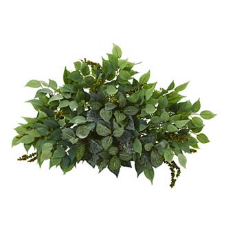 nearly natural 20 in Mixed Ficus & Fittonia Artificial Ledge Plant