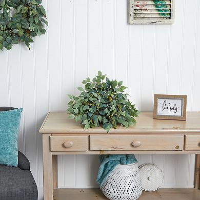 nearly natural 20-in. Mixed Ficus & Fittonia Artificial Ledge Plant