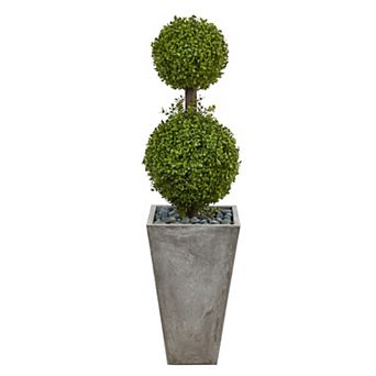 nearly natural 4-ft. Boxwood Artificial Tree in Cement Planter