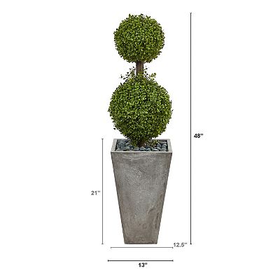 nearly natural 4-ft. Boxwood Artificial Tree in Cement Planter