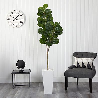 nearly natural 6-ft. Fiddle Leaf Artificial Tree in Tall White Planter