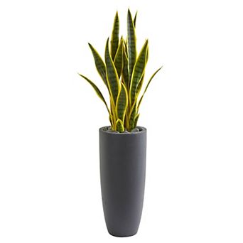 nearly natural 3-ft. Sansevieria Artificial Plant in Gray Bullet Planter