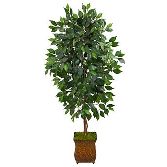 nearly natural 51 in Ficus Artificial Tree in Metal Planter