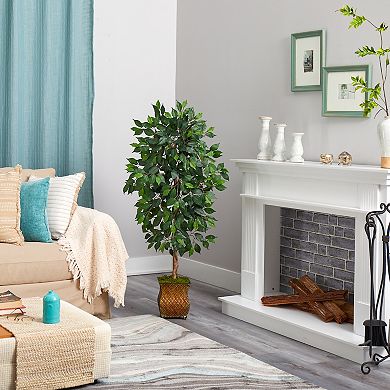 nearly natural 51-in. Ficus Artificial Tree in Metal Planter