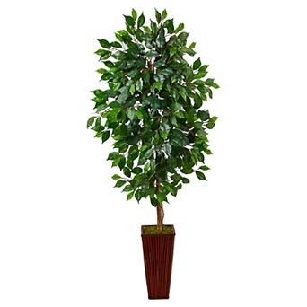 nearly natural 5-ft. Ficus Artificial Tree in Bamboo Planter
