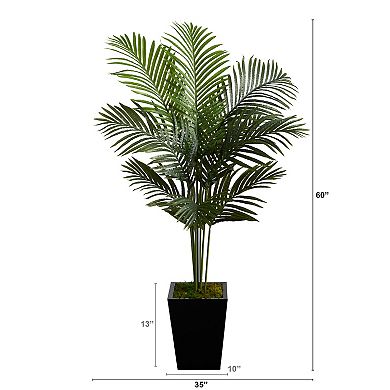nearly natural 5-ft. Paradise Palm Artificial Tree in Black Metal Planter