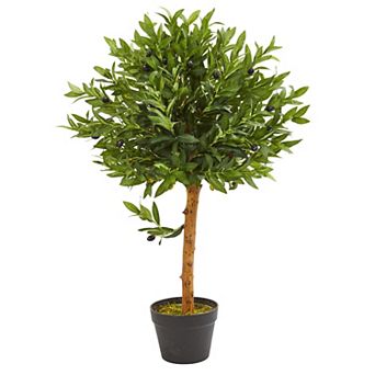 nearly natural 34 in UV Resistant Olive Topiary Artificial Tree