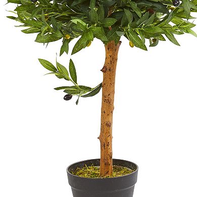 nearly natural 34-in. UV Resistant Olive Topiary Artificial Tree