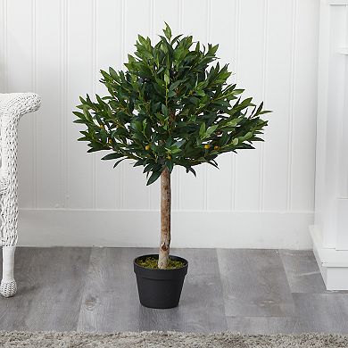 nearly natural 34-in. UV Resistant Olive Topiary Artificial Tree