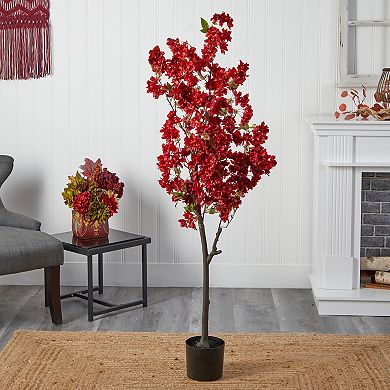 nearly natural 5-ft. Red Cherry Blossom Artificial Tree