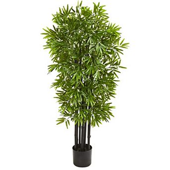nearly natural 51 in UV Resistant Bamboo Artificial Tree with Black Trunks