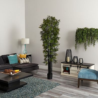 nearly natural 7-ft. UV Resistant Bamboo Artificial Tree with Black Trunks