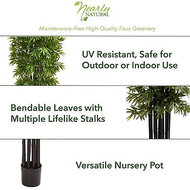nearly natural 7-ft. UV Resistant Bamboo Artificial Tree with Black Trunks