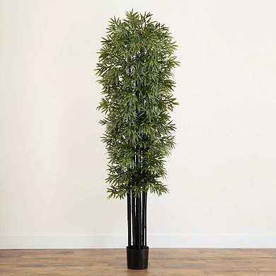 nearly natural 7-ft. UV Resistant Bamboo Artificial Tree with Black Trunks