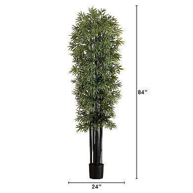 nearly natural 7-ft. UV Resistant Bamboo Artificial Tree with Black Trunks