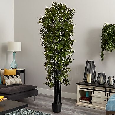 nearly natural 7-ft. UV Resistant Bamboo Artificial Tree with Black Trunks