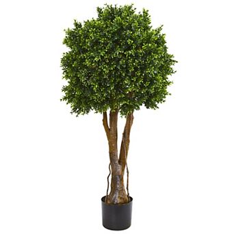 nearly natural 46 in UV Resistant Boxwood Artificial Topiary Tree