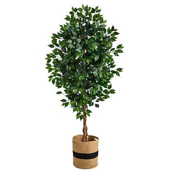nearly natural 6-ft. Ficus Artificial Tree in Handmade Natural Cotton Planter