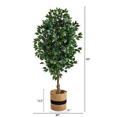 nearly natural 6-ft. Ficus Artificial Tree in Handmade Natural Cotton Planter