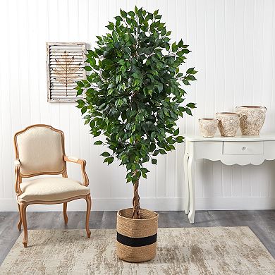 nearly natural 6-ft. Ficus Artificial Tree in Handmade Natural Cotton Planter