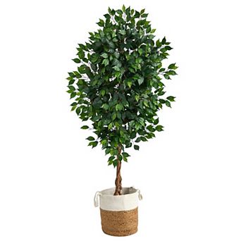 nearly natural 6-ft. Ficus Artificial Tree in Handmade Natural Planter