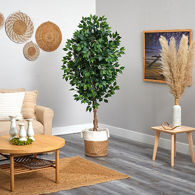 nearly natural 6-ft. Ficus Artificial Tree in Handmade Natural Planter