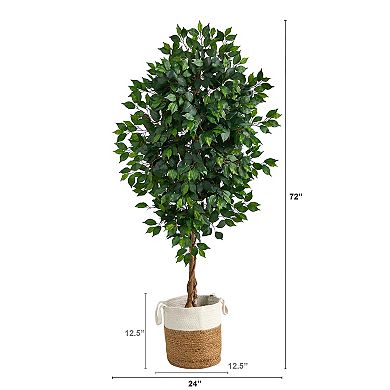nearly natural 6-ft. Ficus Artificial Tree in Handmade Natural Planter