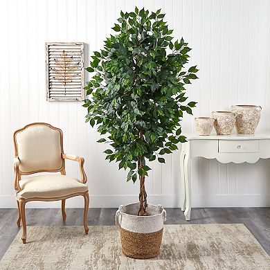 nearly natural 6-ft. Ficus Artificial Tree in Handmade Natural Planter