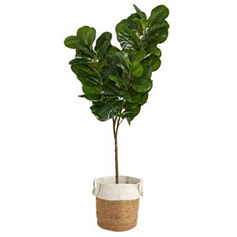 nearly natural 6-ft. Fiddle Leaf Fig Artificial Tree in Natural Planter