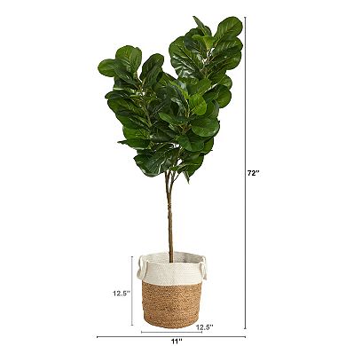 nearly natural 6-ft. Fiddle Leaf Fig Artificial Tree in Natural Planter