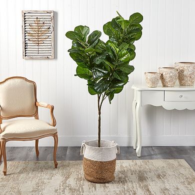 nearly natural 6-ft. Fiddle Leaf Fig Artificial Tree in Natural Planter