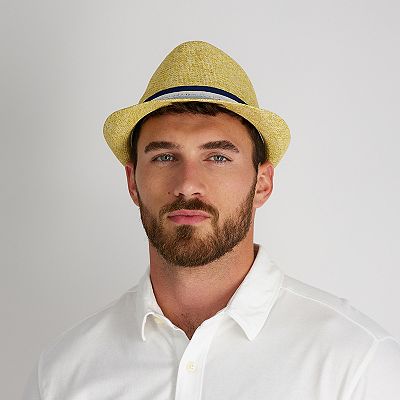 Men's Dockers Striped Band Straw Fedora Hat
