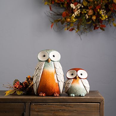 Melrose 2-Piece Terra Cotta Owl Figurines Table Decor