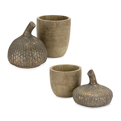 Melrose Decorative Acorn Lid Box Table Décor 2-piece Set