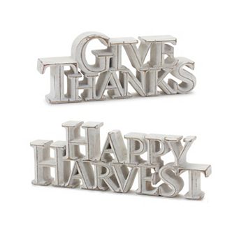 Melrose 2 pc Happy Harvest Sentiment Sign Table Decor