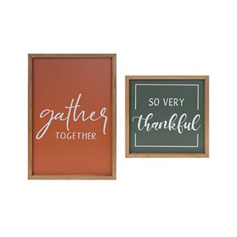 Melrose Gather Thankful Sentiment Sign 2 pc Set