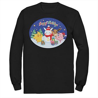Men's Pokemon Snow Fun Happy Holidays Long Sleeve Tee