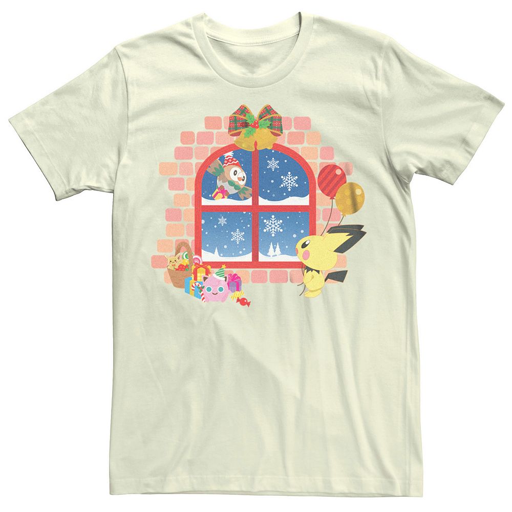 Men's Pokemon Winter Window Scene Tee