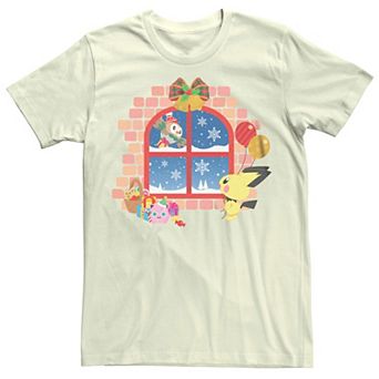Men's Pokemon Winter Window Scene Tee