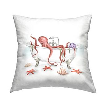 Stupell Home Decor Red Octopus Bathtub Throw Pillow