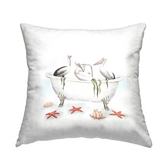 Stupell Home Decor Pelican Birds Vintage Bathtub Throw Pillow