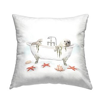 Stupell Home Decor White Sea Otter Nautical Vintage Tub Throw Pillow